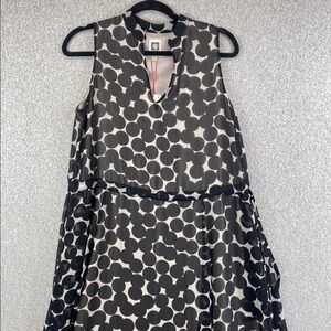 Anne Klein sleeveless maxi dress polka dots chiffon texture cinch waist S